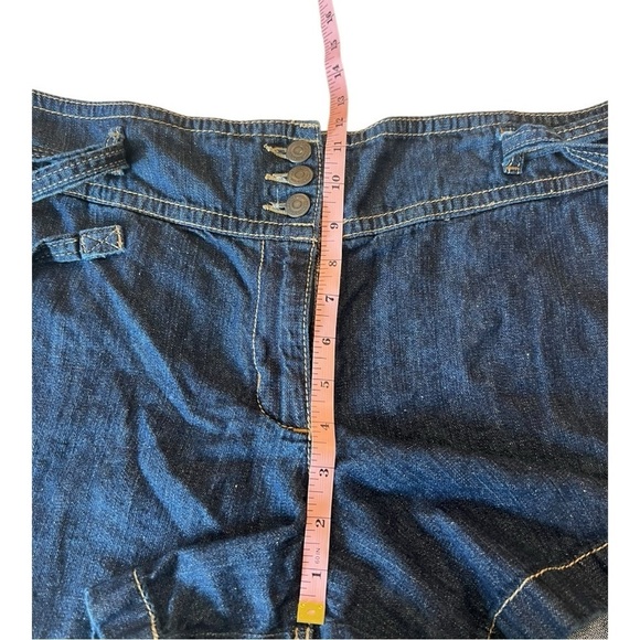 LOFT Dark Denim Jeans Shorts Cotton Linen Blend Tie Waist Size 16 NWOT - Picture 7 of 14